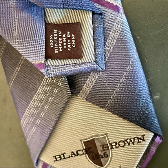 Black Brown 1826 Essentials 100% Silk Luxury Grey Tie BOGO - Picture 8 of 10